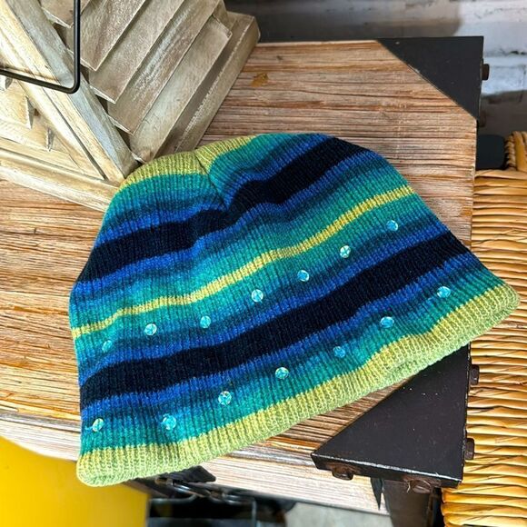 Faded Glory Striped Gem Winter Beanie Hat Girls Youth - Picture 1 of 5